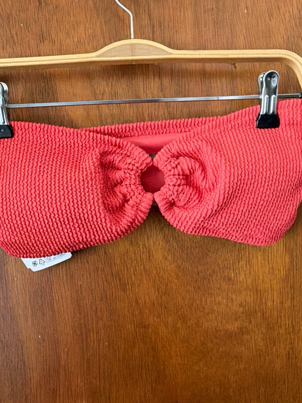 H&M Red Textured Bandeau Bikini Top
